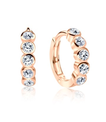 Rose Gold Plated CZ Silver Huggies Earring HO-1605-RO-GP